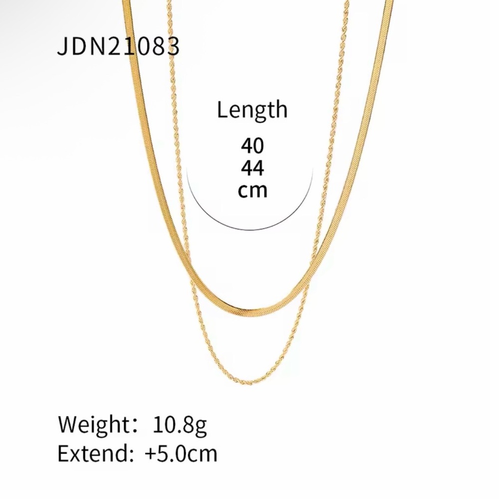 Gold Plated Flat Snake Chain Layer Necklace Stainless Steel Snake Rope - Picture 4 of 4